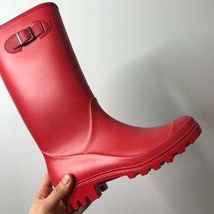 Red rain boots
